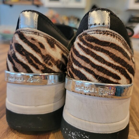 Michael Kors Liv Trainer Wedge Sneakers Black Gunmetal - Picture 6 of 16